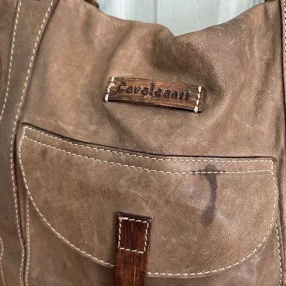 Calvalcanti Genuine Leather Handbag Shoulder Purse Crossbody Strap Made In Italy - Picture 2 of 16